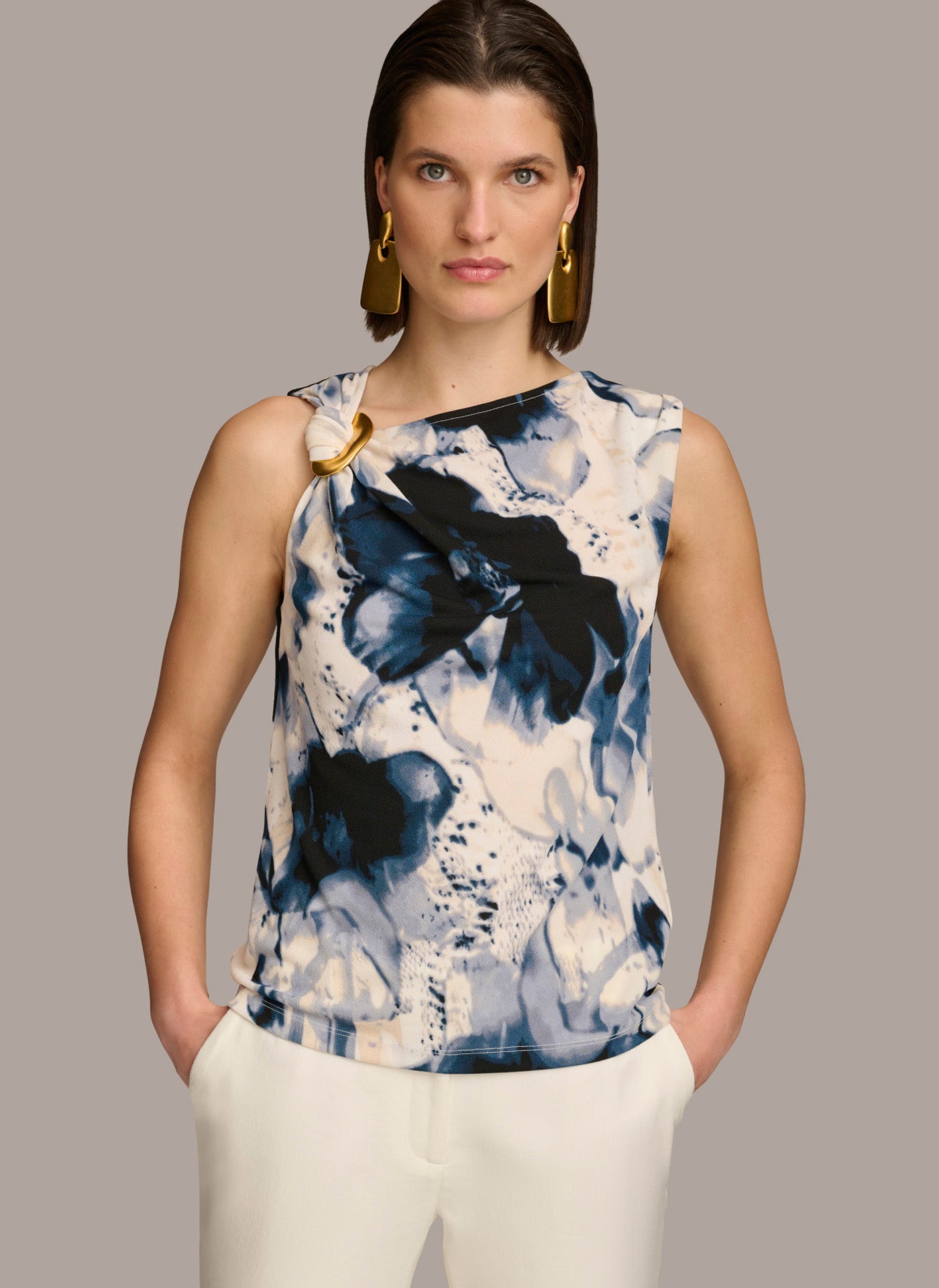 (image for) SOPHISTICATED PRINTED HARDWARE SHOULDER TOP